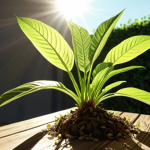 A plant using sunlight for photosynthesis during the day.