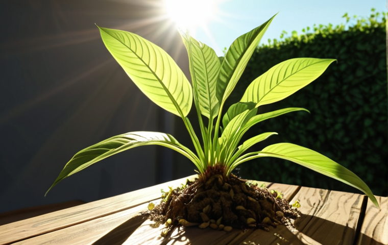 A plant using sunlight for photosynthesis during the day.