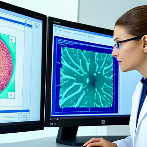 Home 26 Cancer Treatment Breakthrough**
"A brightly lit laboratory scene. A female scientist in a lab coat, fully clothed, is analyzing data on a computer screen. The screen displays a 3D model of a protein interacting with a cancer cell. Background shows advanced lab equipment. Focus on hope and scientific progress. Safe for work, appropriate content, fully clothed, professional environment, perfect anatomy, correct proportions, natural pose, high quality."
**
