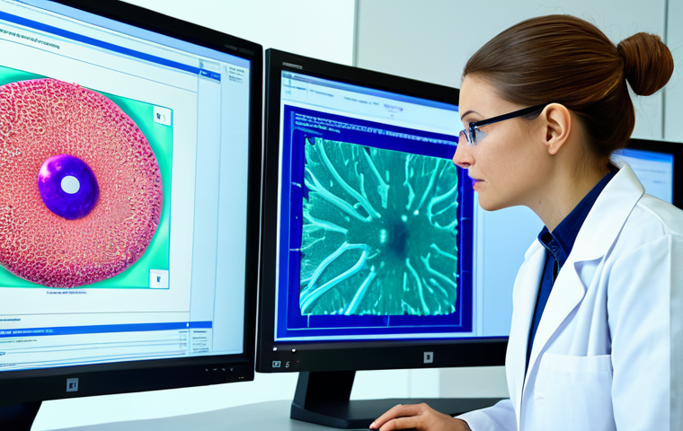 Cancer Treatment Breakthrough**

"A brightly lit laboratory scene. A female scientist in a lab coat, fully clothed, is analyzing data on a computer screen. The screen displays a 3D model of a protein interacting with a cancer cell. Background shows advanced lab equipment. Focus on hope and scientific progress. Safe for work, appropriate content, fully clothed, professional environment, perfect anatomy, correct proportions, natural pose, high quality."

**