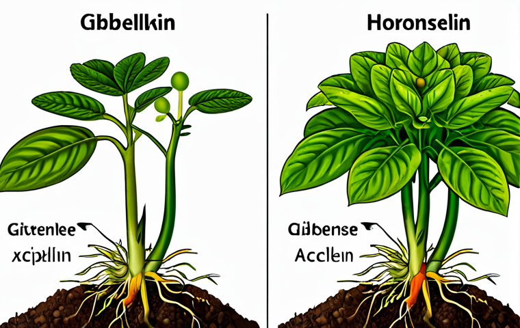식물호르몬 작용 기전 - Plant Growth Hormones**
A professional, educational diagram illustrating the effects of plant hormo...
