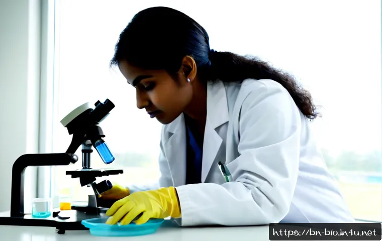 줄기세포 기반 치료법 - Photorealistic regenerative medicine laboratory, diverse South Asian female scientist in a white lab...